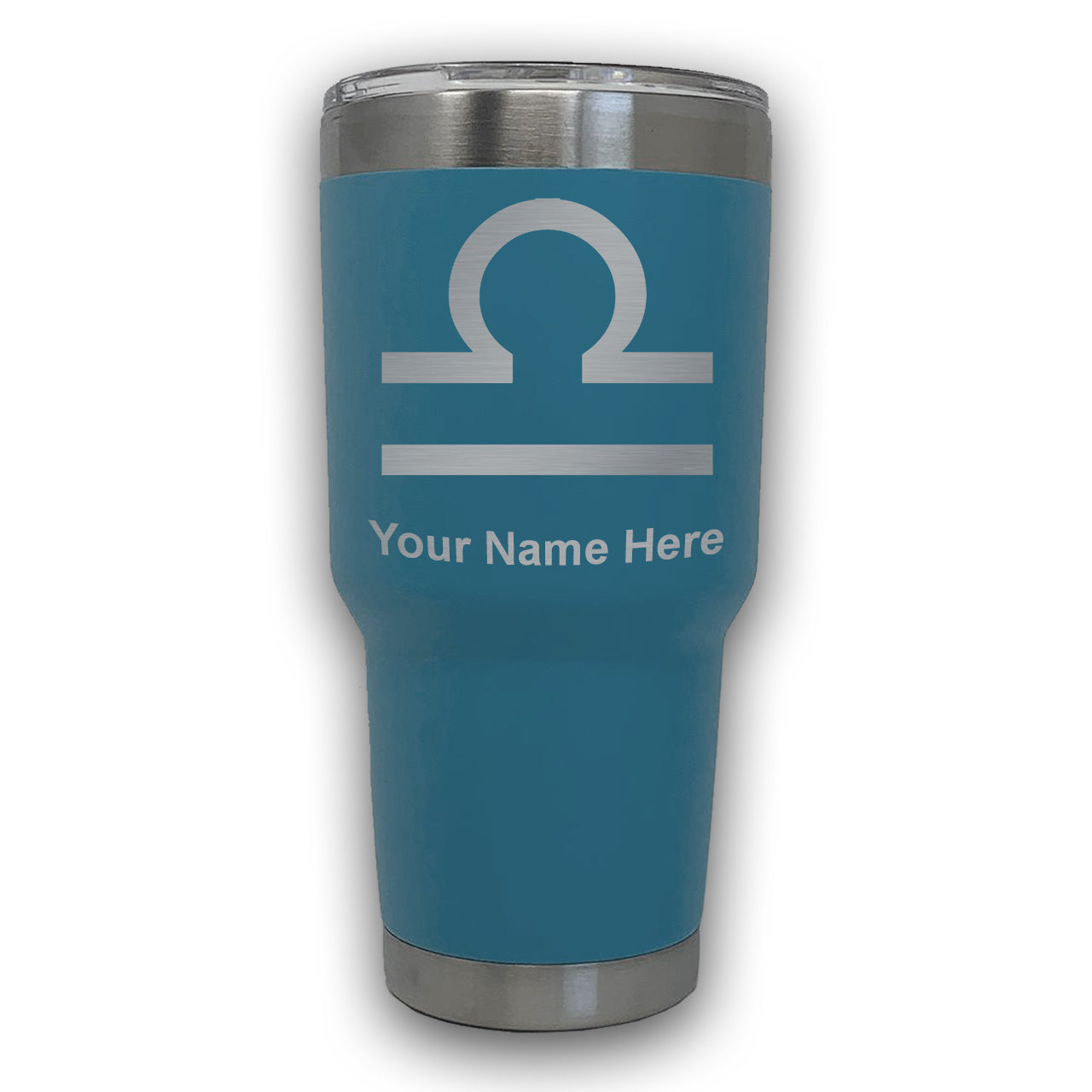 LaserGram 30oz Tumbler Mug, Zodiac Sign Libra, Personalized Engraving Included