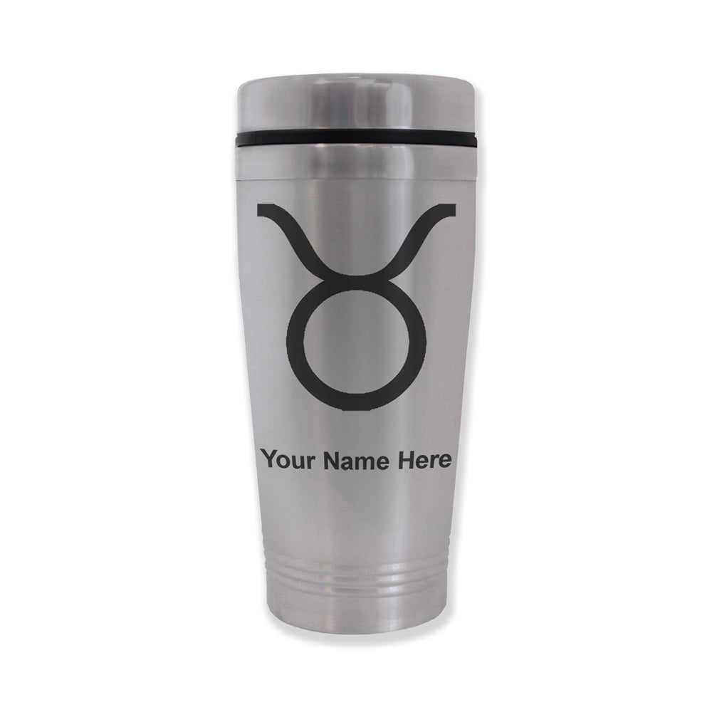 Commuter Travel Mug, Zodiac Sign Taurus, Personalized Engraving Included