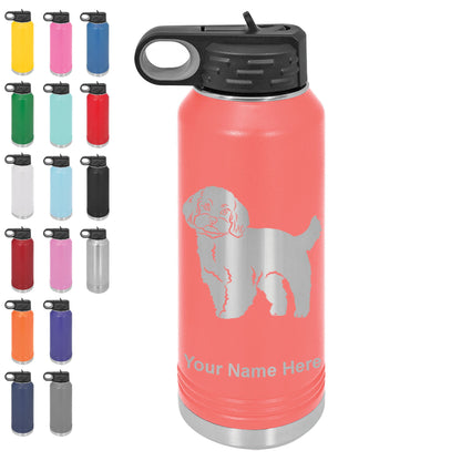 40oz Double Wall Flip Top Water Bottle with Straw, Maltese Dog, Personalized Engraving Included