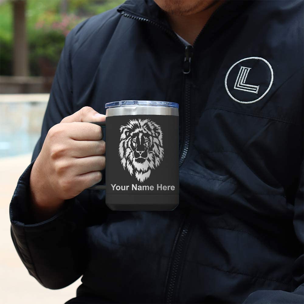 15oz Vacuum Insulated Coffee Mug, Zodiac Sign Leo, Personalized Engraving Included