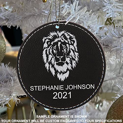 LaserGram Christmas Ornament, Unicorn, Personalized Engraving Included (Faux Leather, Round Shape)