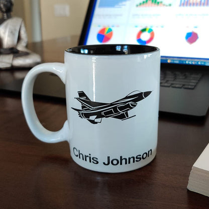 11oz Round Ceramic Coffee Mug, Military Helicopter 2, Personalized Engraving Included