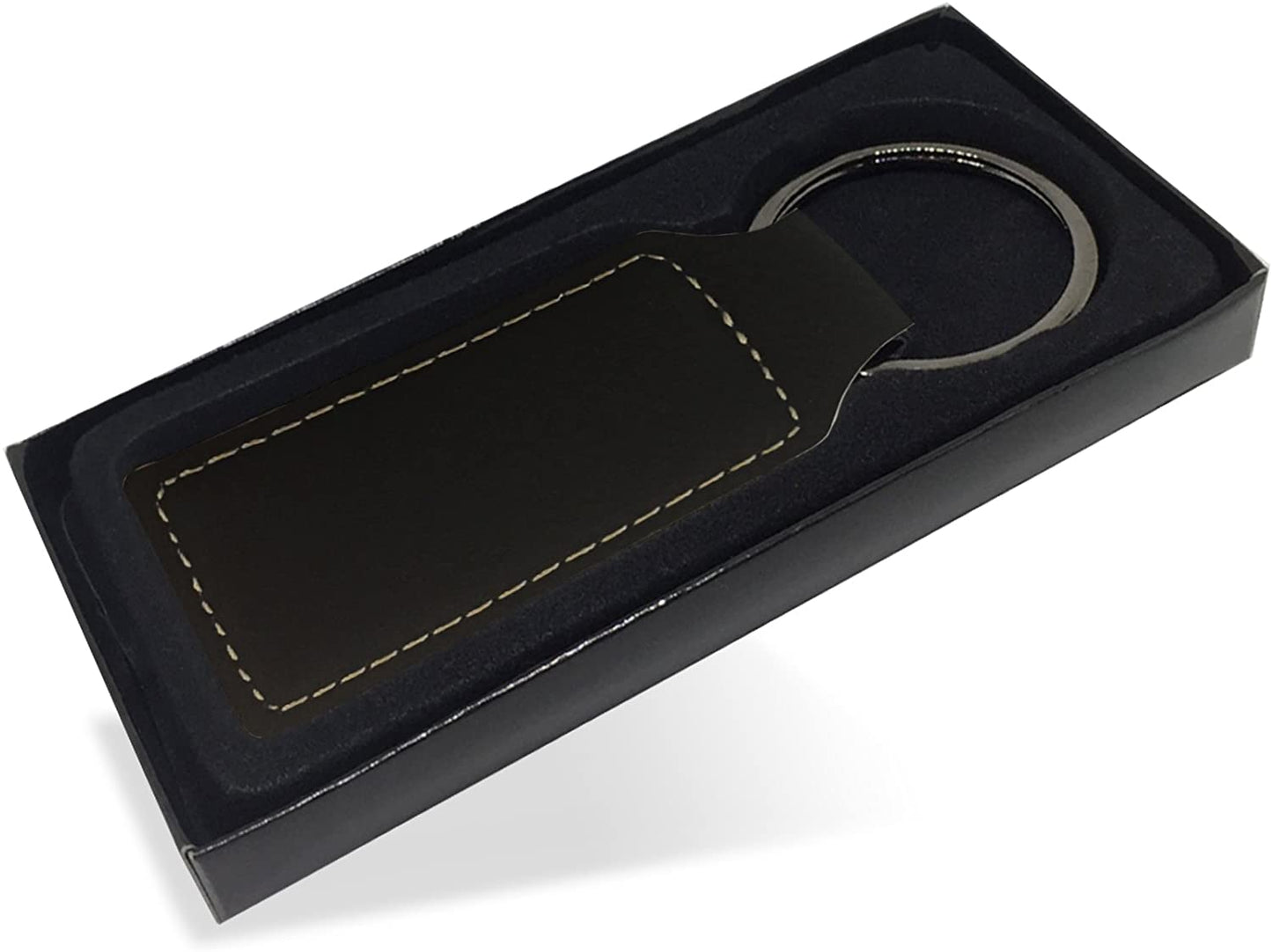 Faux Leather Rectangle Keychain, Chiropractic Symbol, Personalized Engraving Included