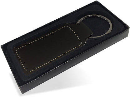 Faux Leather Rectangle Keychain, Duck, Personalized Engraving Included