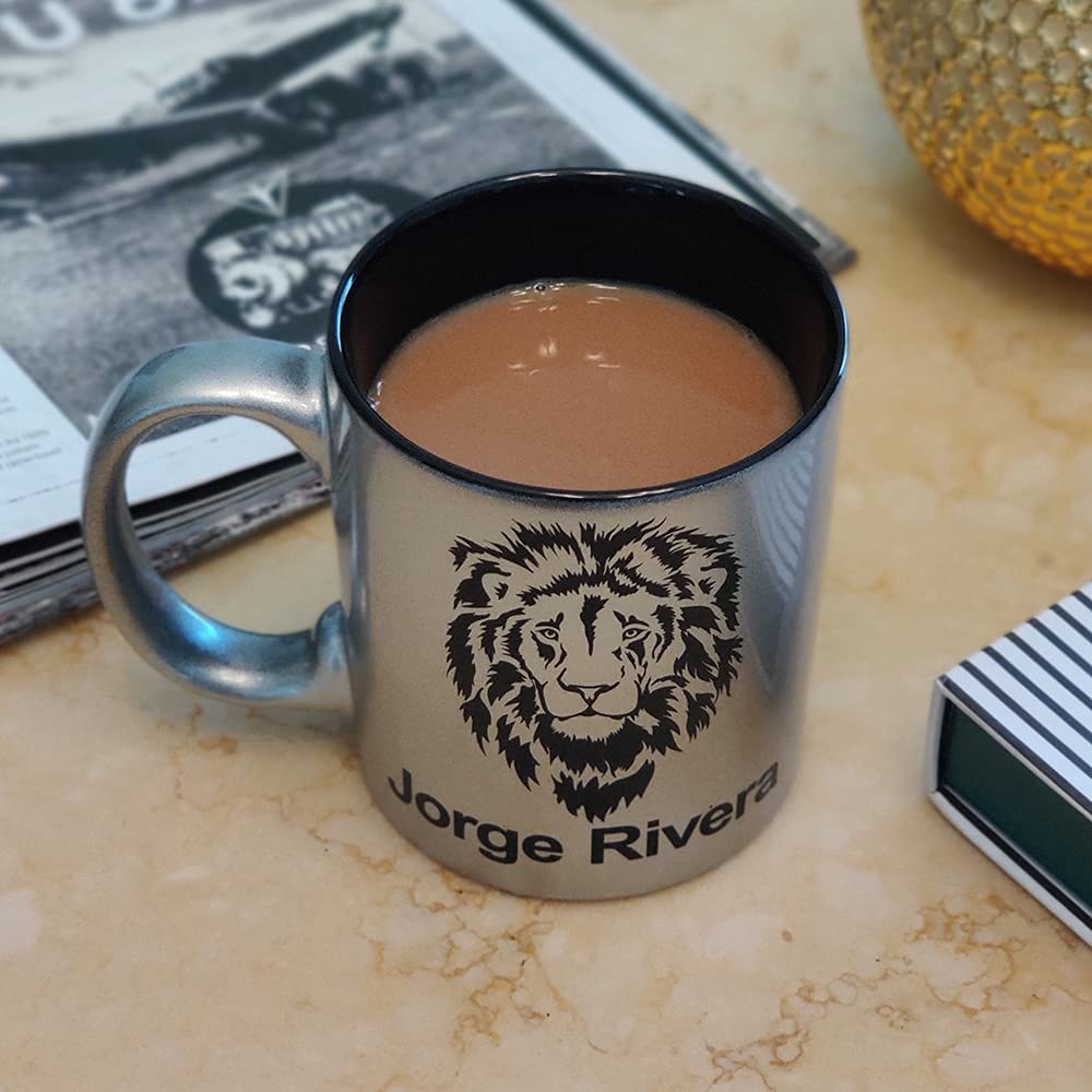 11oz Round Ceramic Coffee Mug, Zodiac Sign Leo, Personalized Engraving Included