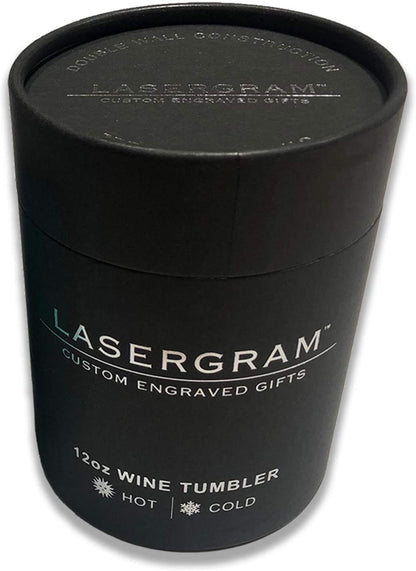 LaserGram Double Wall Stainless Steel Wine Glass, School Bus, Personalized Engraving Included