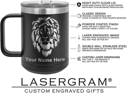 15oz Vacuum Insulated Coffee Mug, Basketball Ball, Personalized Engraving Included