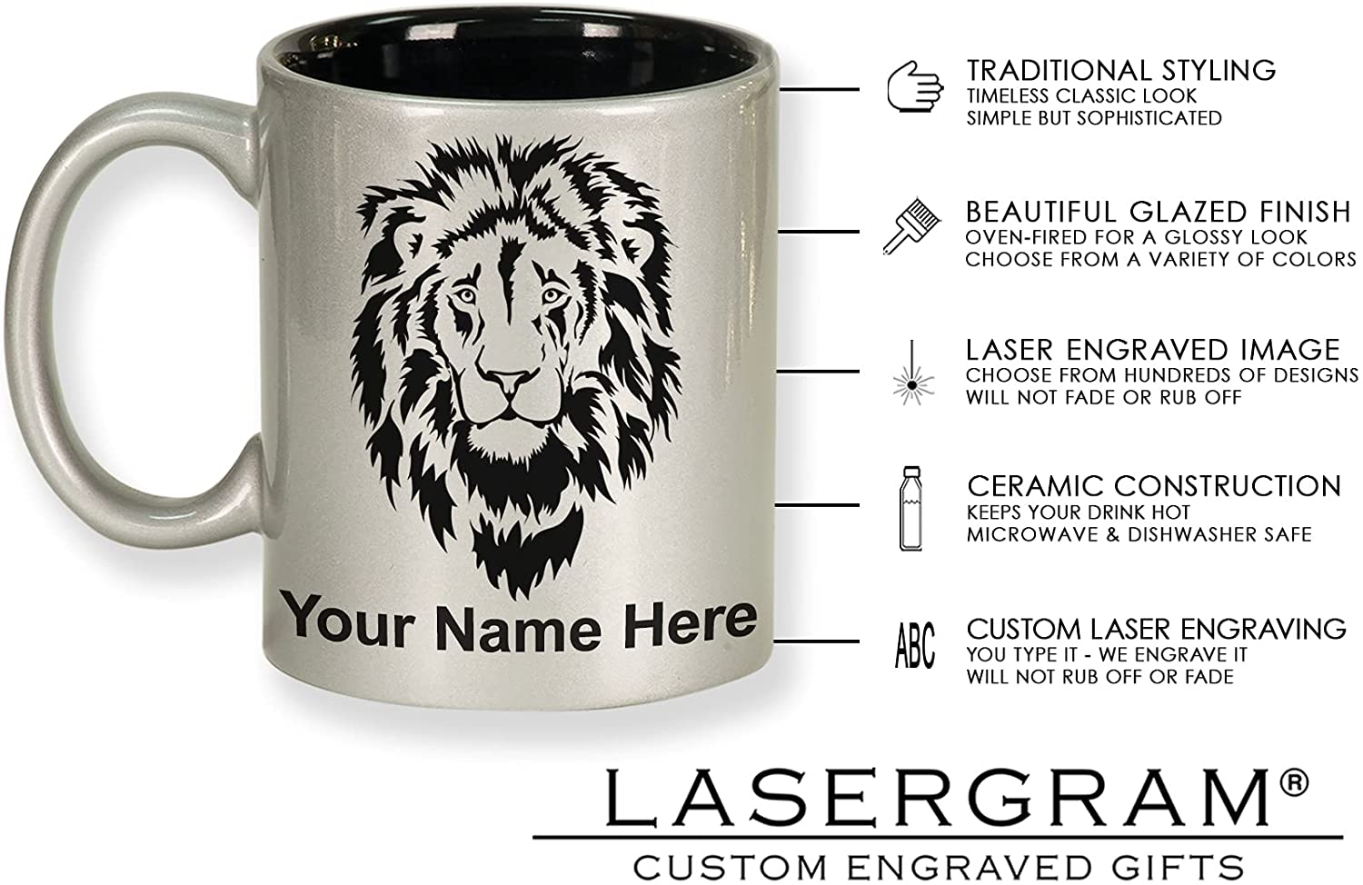 Insulated Coffee Cup, Personalized Laser Engraved Mug, Dishwasher