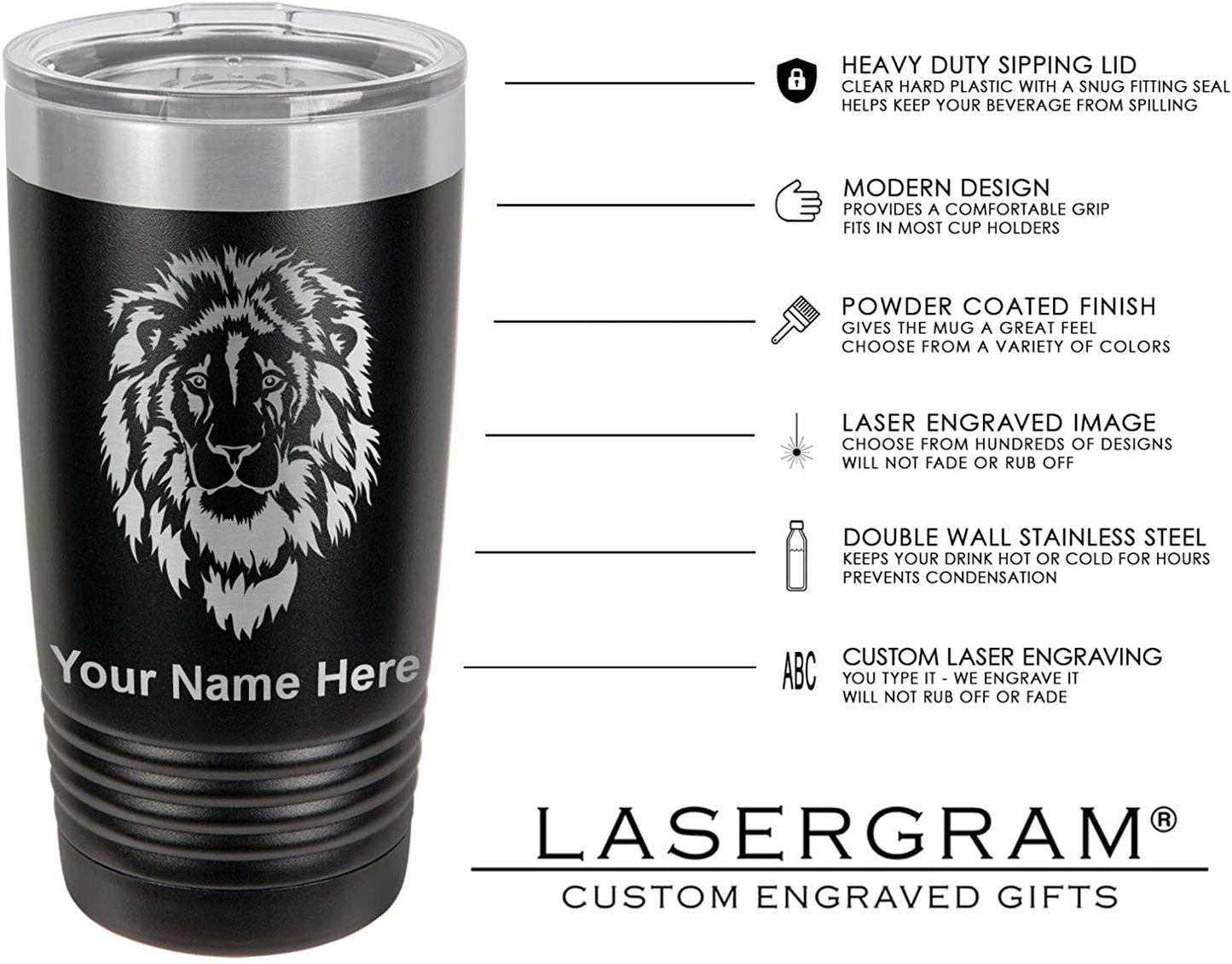 20oz Vacuum Insulated Tumbler Mug, Panda Bear, Personalized Engraving Included