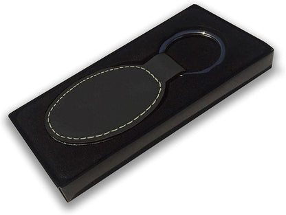 Faux Leather Oval Keychain, Horse Racing, Personalized Engraving Included