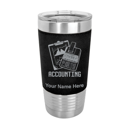 20oz Faux Leather Tumbler Mug, Accounting, Personalized Engraving Included - LaserGram Custom Engraved Gifts