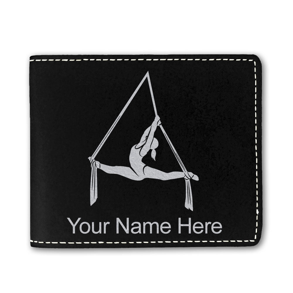 Faux Leather Bi-Fold Wallet, Aerial Silks, Personalized Engraving Included