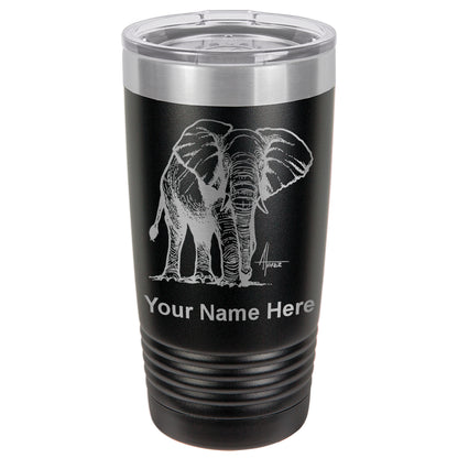 20oz Vacuum Insulated Tumbler Mug, African Elephant, Personalized Engraving Included