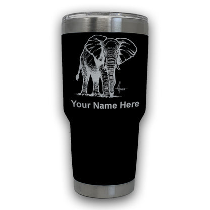 LaserGram 30oz Tumbler Mug, African Elephant, Personalized Engraving Included