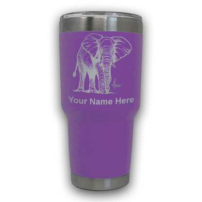 LaserGram 30oz Tumbler Mug, African Elephant, Personalized Engraving Included