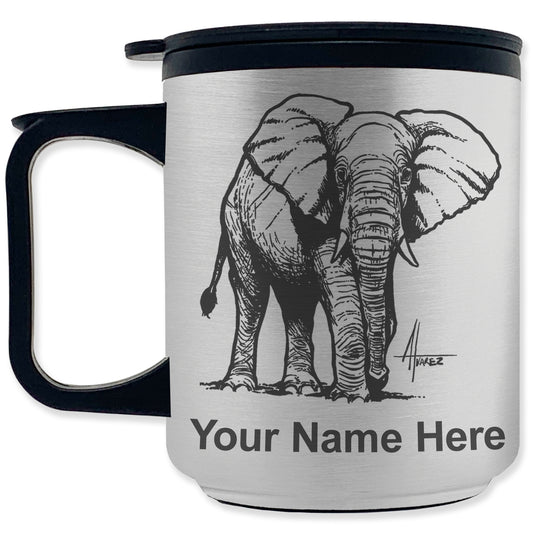 Coffee Travel Mug, African Elephant, Personalized Engraving Included