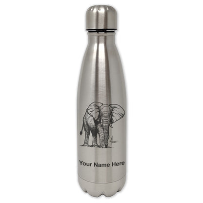 LaserGram Single Wall Water Bottle, African Elephant, Personalized Engraving Included