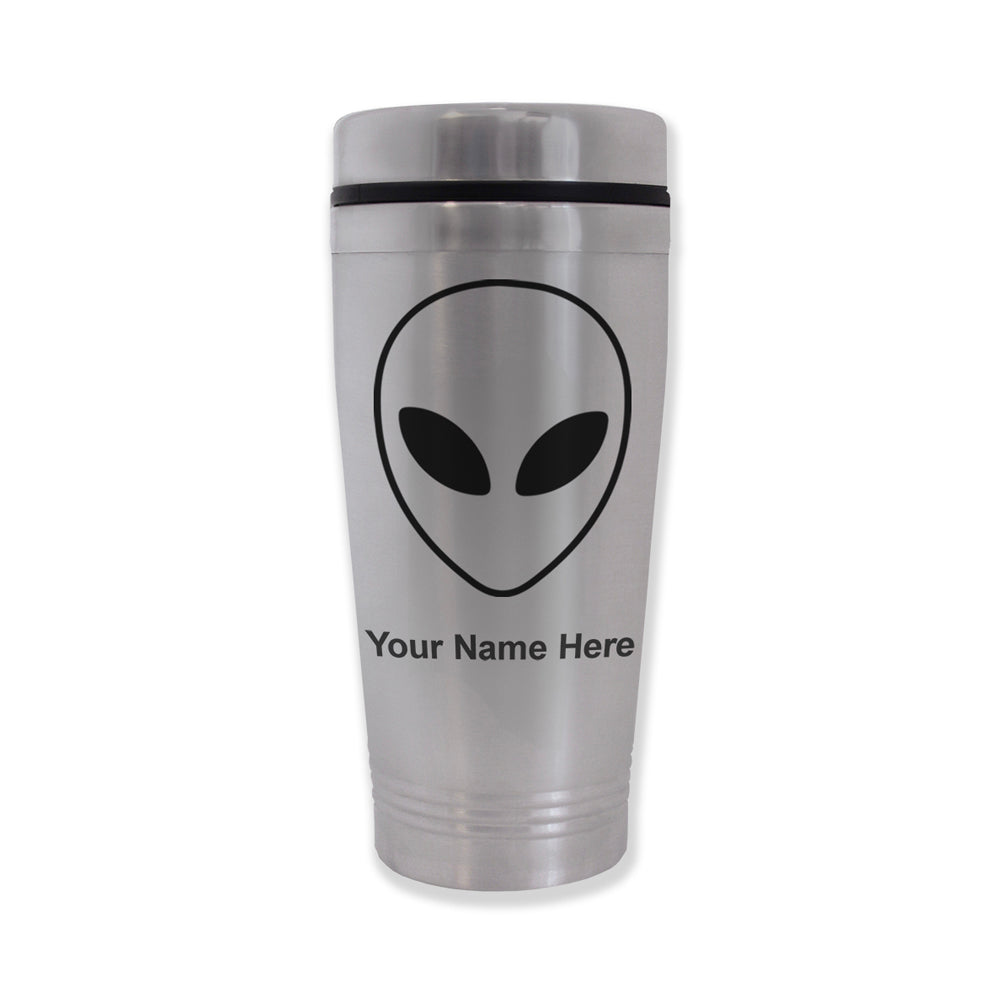 Commuter Travel Mug, Alien Head, Personalized Engraving Included