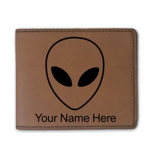 Load image into Gallery viewer, Faux Leather Bi-Fold Wallet, Alien Head, Personalized Engraving Included
