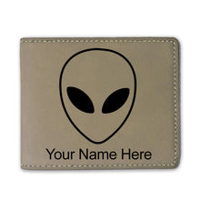 Load image into Gallery viewer, Faux Leather Bi-Fold Wallet, Alien Head, Personalized Engraving Included
