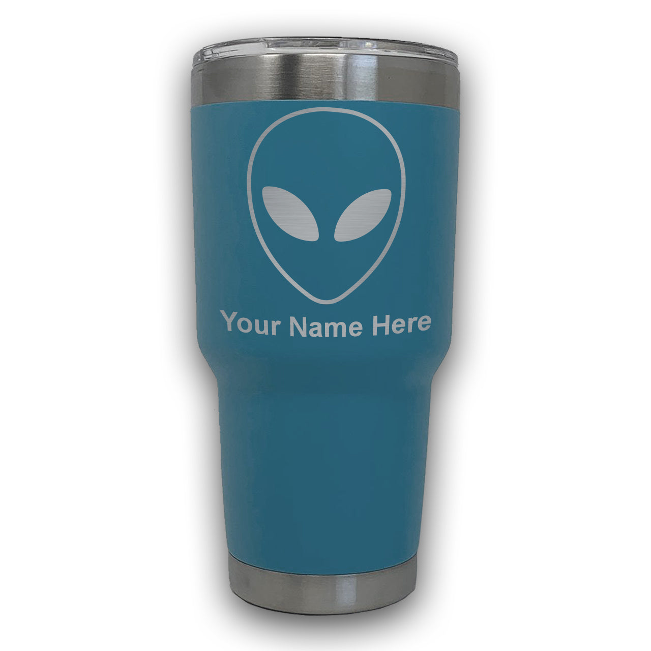 LaserGram 30oz Tumbler Mug, Alien Head, Personalized Engraving Included