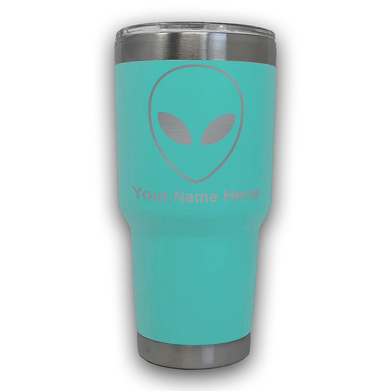 LaserGram 30oz Tumbler Mug, Alien Head, Personalized Engraving Included