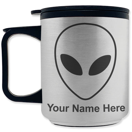 Coffee Travel Mug, Alien Head, Personalized Engraving Included