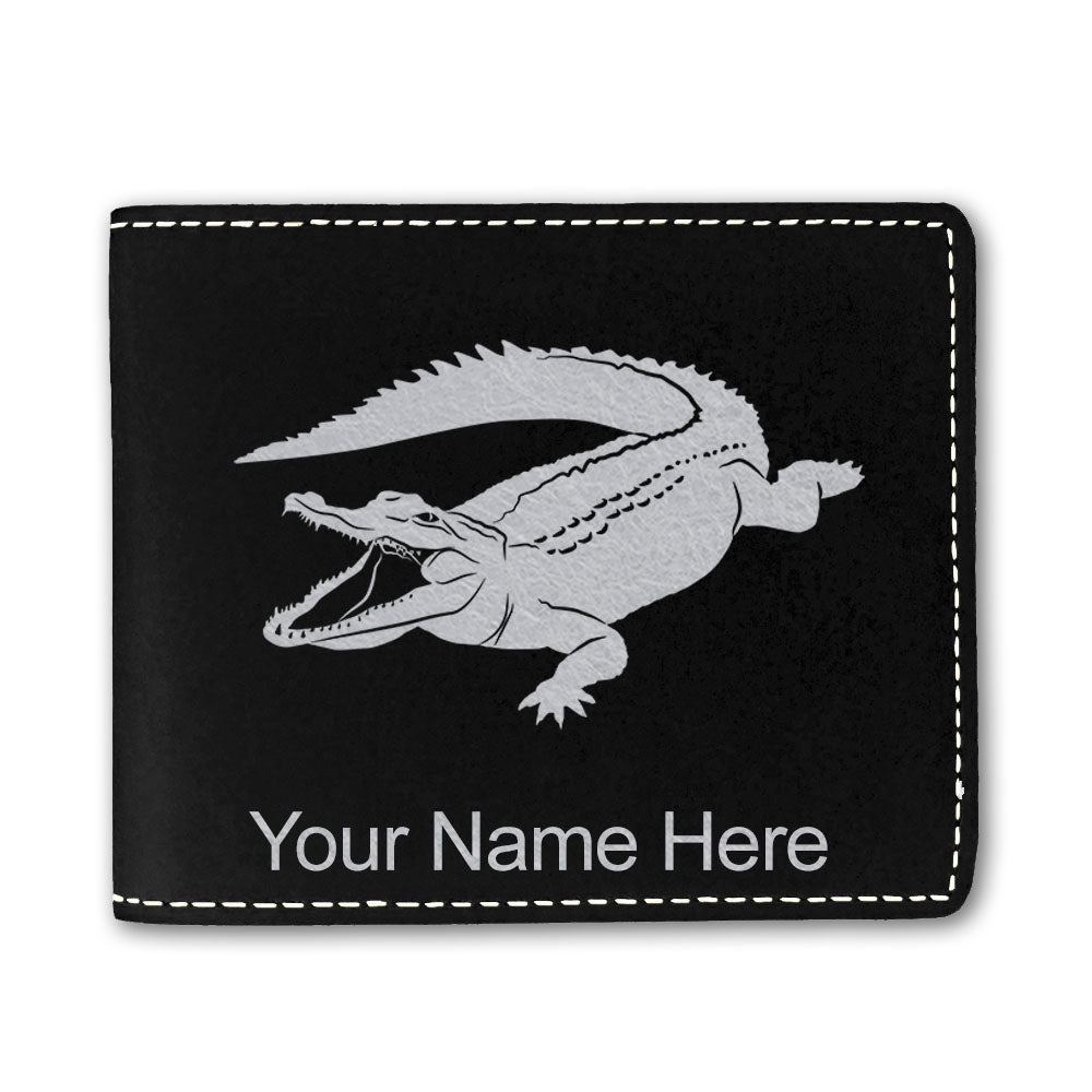 Faux Leather Bi-Fold Wallet, Alligator, Personalized Engraving Included