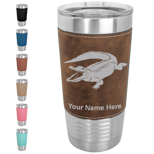 20oz Faux Leather Tumbler Mug, Alligator, Personalized Engraving Included - LaserGram Custom Engraved Gifts