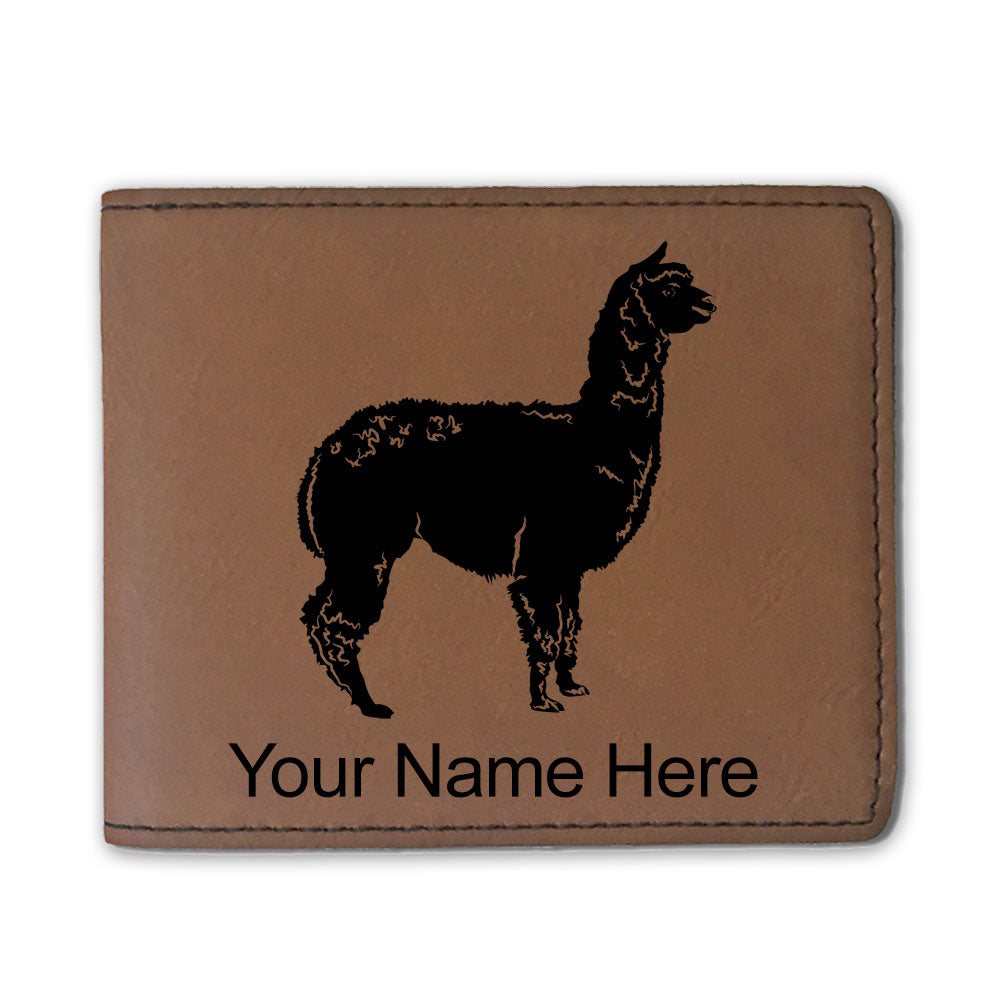 Faux Leather Bi-Fold Wallet, Alpaca, Personalized Engraving Included