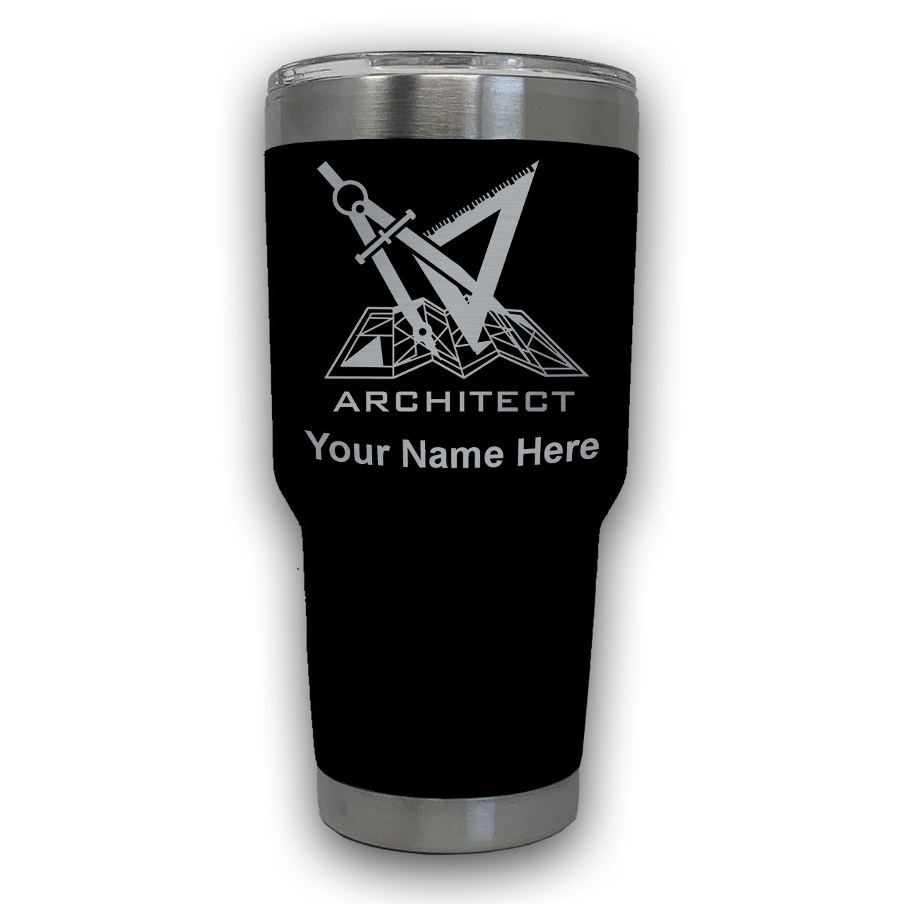 LaserGram 30oz Tumbler Mug, Architect Symbol, Personalized Engraving Included