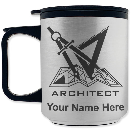 Coffee Travel Mug, Architect Symbol, Personalized Engraving Included