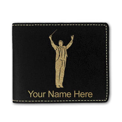 Faux Leather Bi-Fold Wallet, Band Director, Personalized Engraving Included