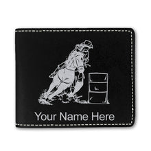 Load image into Gallery viewer, Faux Leather Bi-Fold Wallet, Barrel Racer, Personalized Engraving Included

