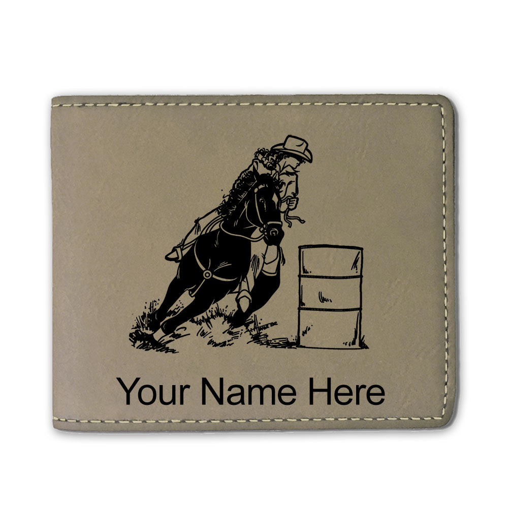 Faux Leather Bi-Fold Wallet, Barrel Racer, Personalized Engraving Included