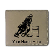 Load image into Gallery viewer, Faux Leather Bi-Fold Wallet, Barrel Racer, Personalized Engraving Included

