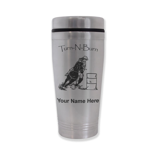 Commuter Travel Mug, Barrel Racer Turn N Burn, Personalized Engraving Included