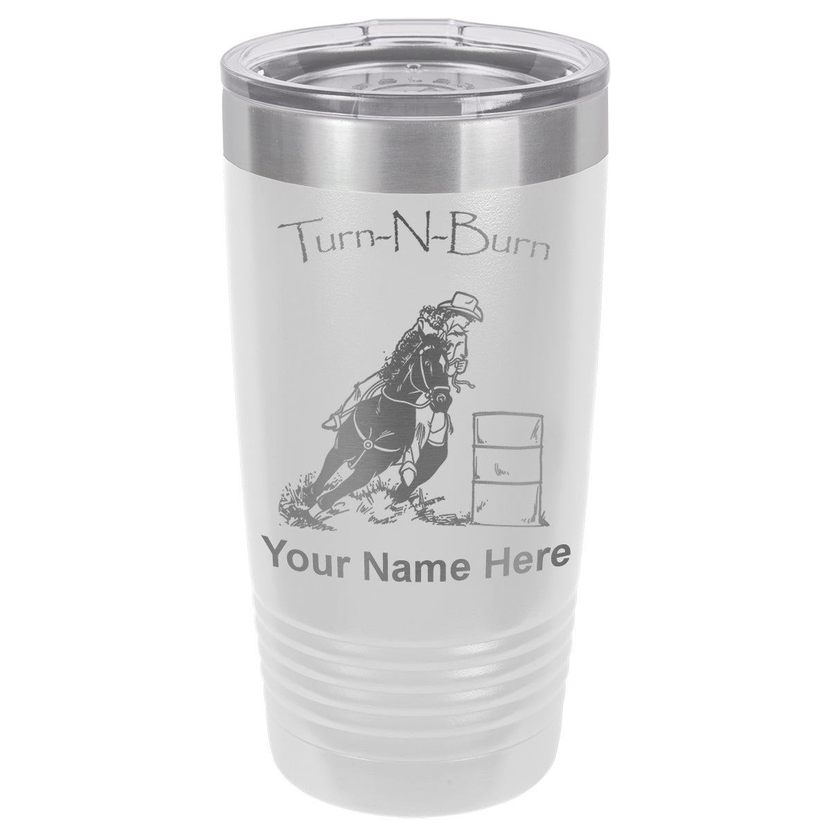 20oz Vacuum Insulated Tumbler Mug, Barrel Racer Turn N Burn, Personalized Engraving Included