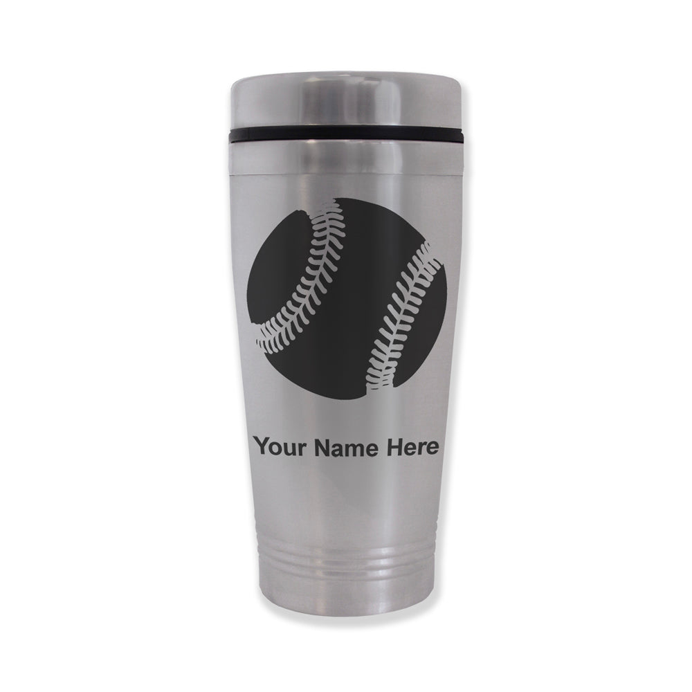 Commuter Travel Mug, Baseball Ball, Personalized Engraving Included