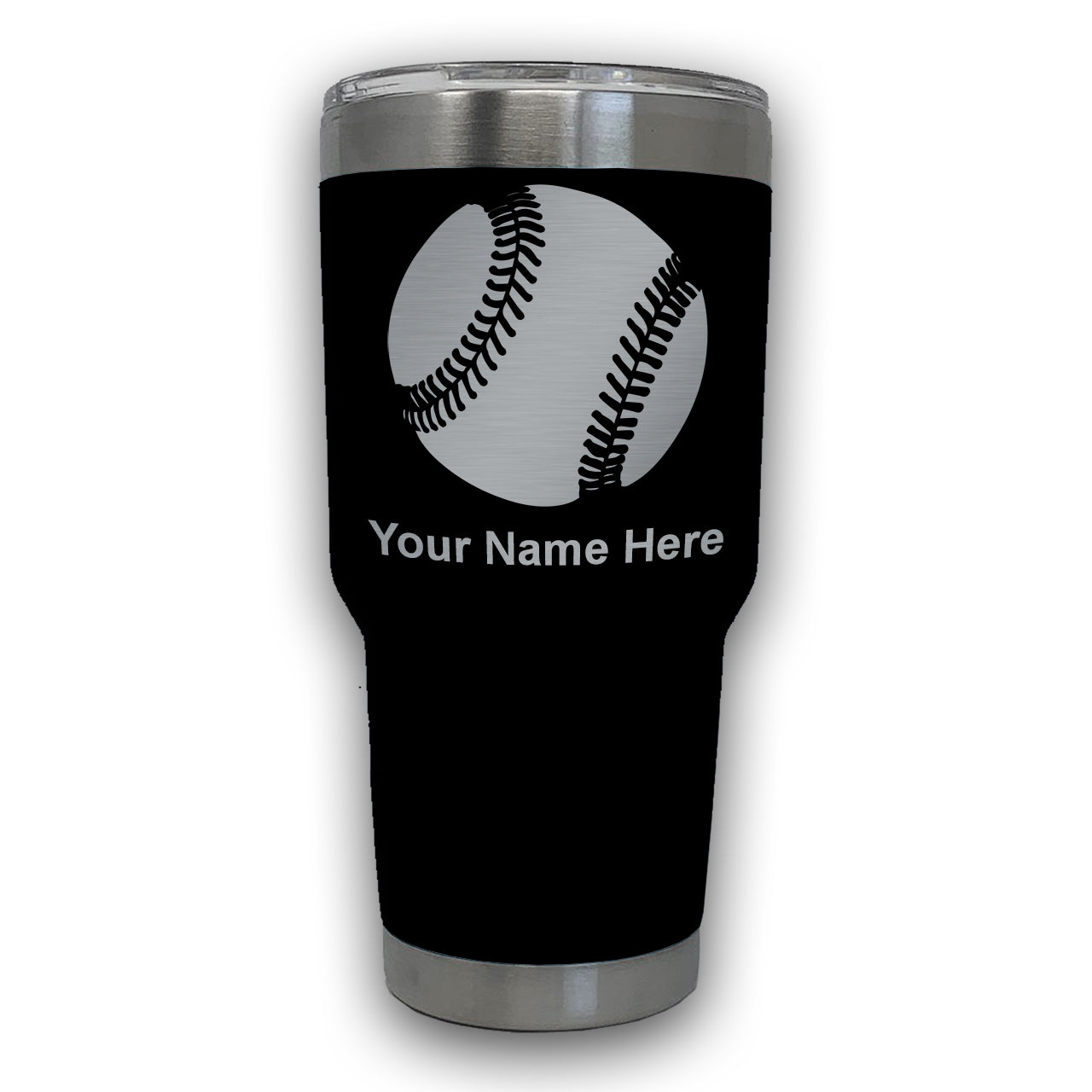 LaserGram 30oz Tumbler Mug, Baseball Ball, Personalized Engraving Included