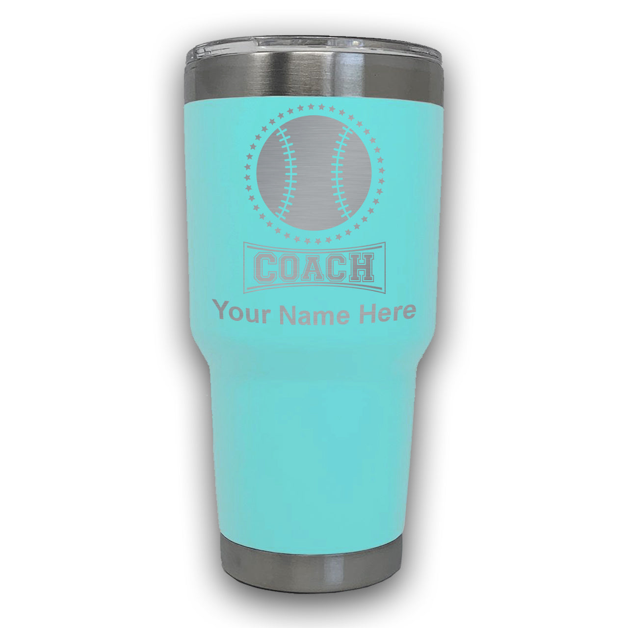 LaserGram 30oz Tumbler Mug, Baseball Coach, Personalized Engraving Included