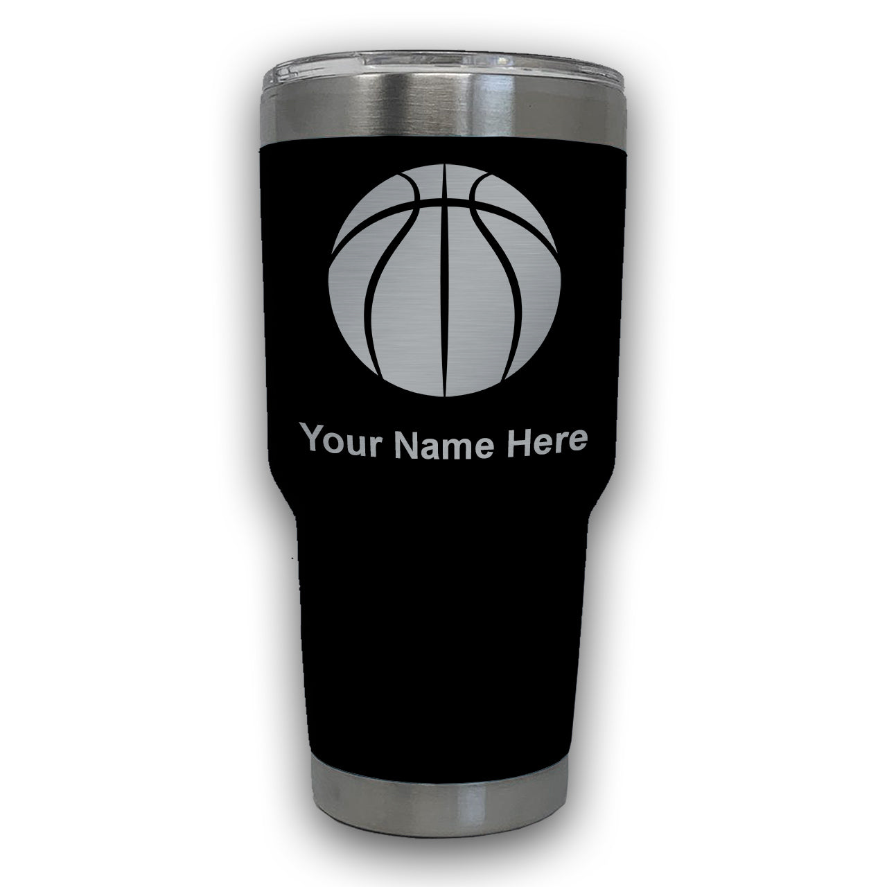 LaserGram 30oz Tumbler Mug, Basketball Ball, Personalized Engraving Included