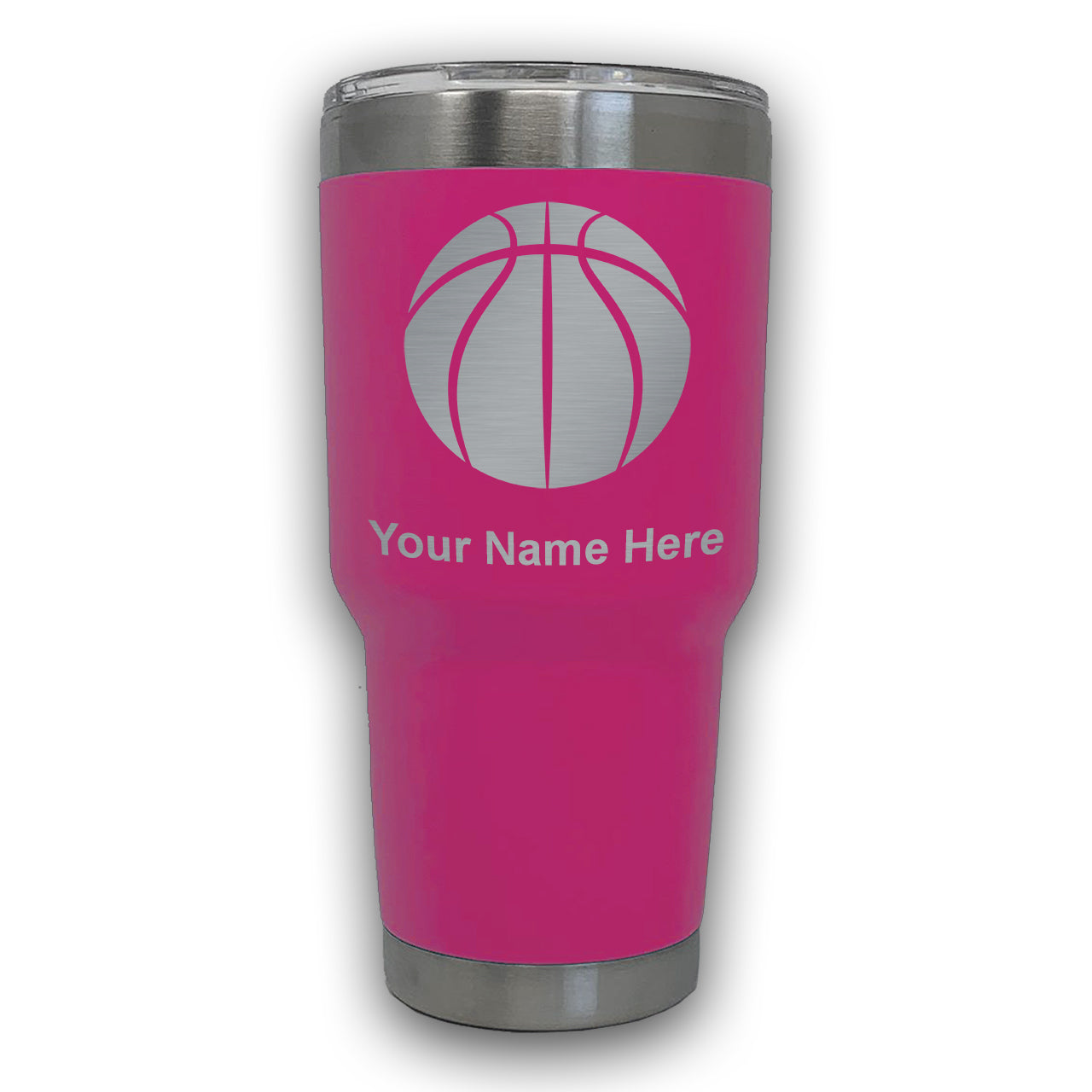 LaserGram 30oz Tumbler Mug, Basketball Ball, Personalized Engraving Included