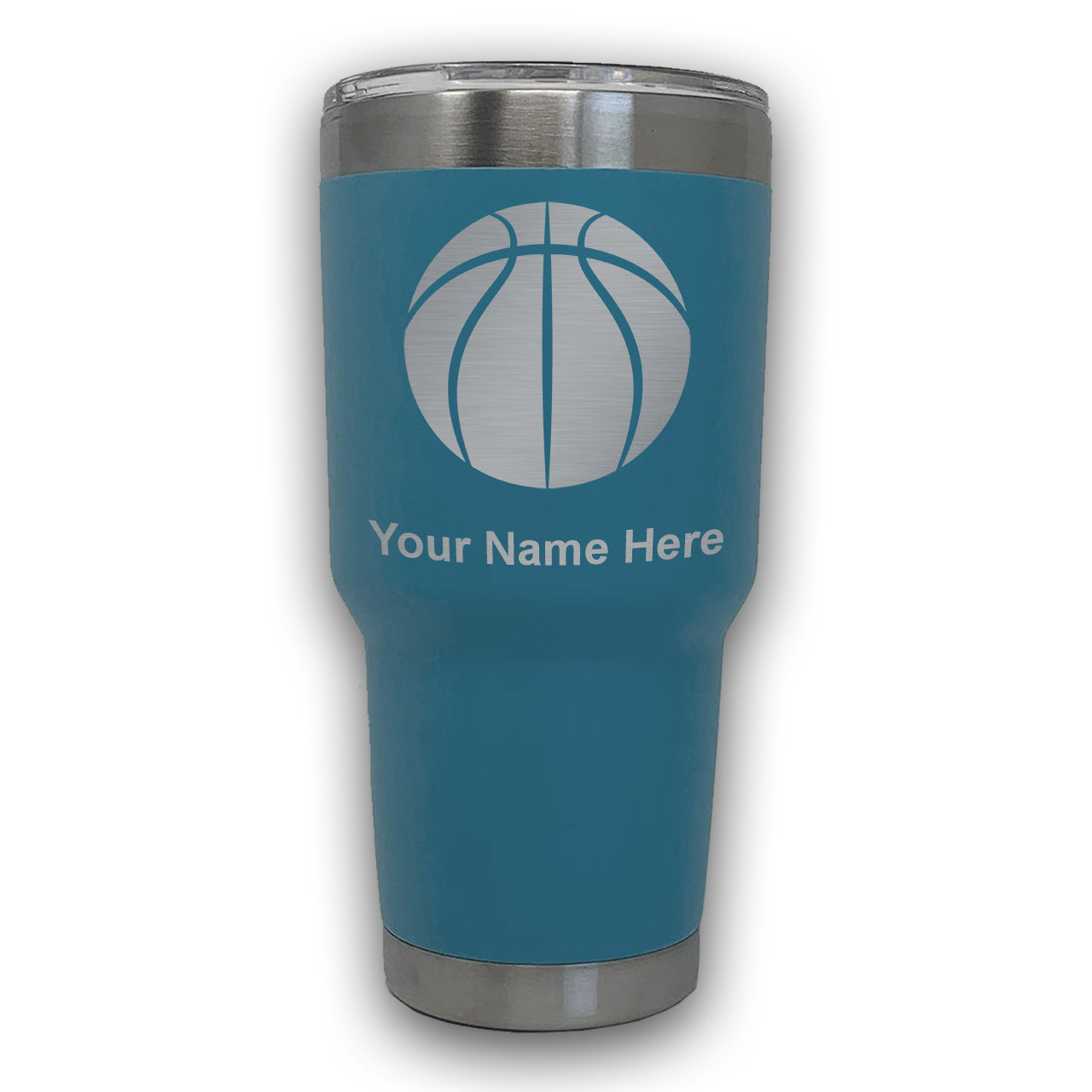 LaserGram 30oz Tumbler Mug, Basketball Ball, Personalized Engraving Included