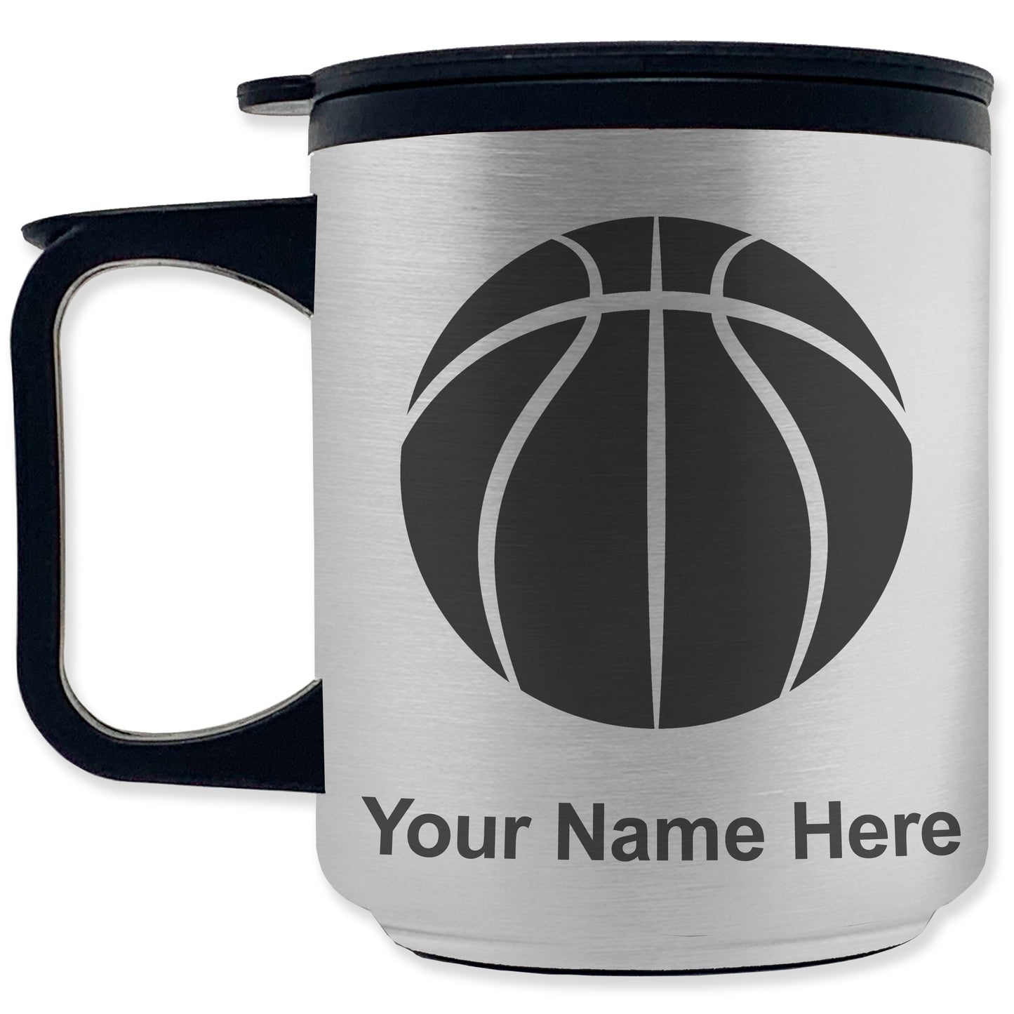 Coffee Travel Mug, Basketball Ball, Personalized Engraving Included