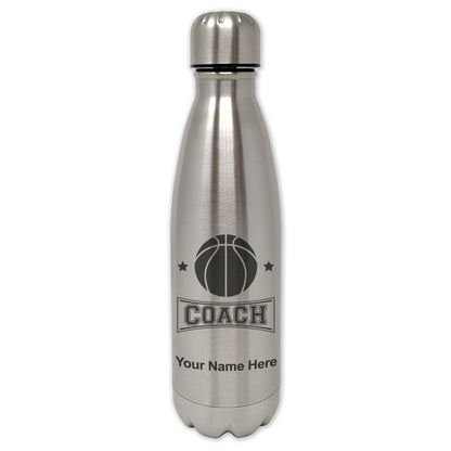 LaserGram Single Wall Water Bottle, Basketball Coach, Personalized Engraving Included