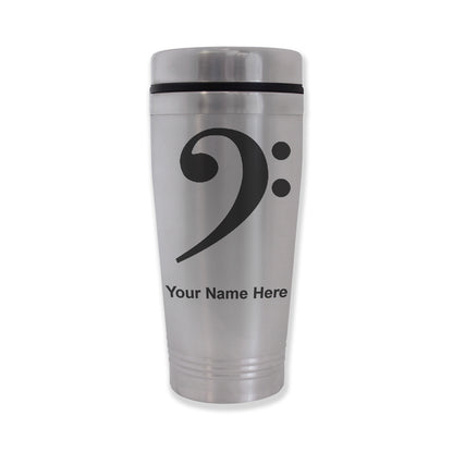 Commuter Travel Mug, Bass Clef, Personalized Engraving Included