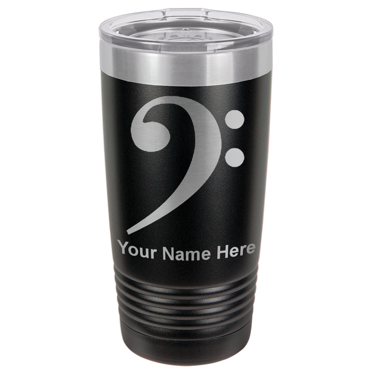 20oz Vacuum Insulated Tumbler Mug, Bass Clef, Personalized Engraving Included