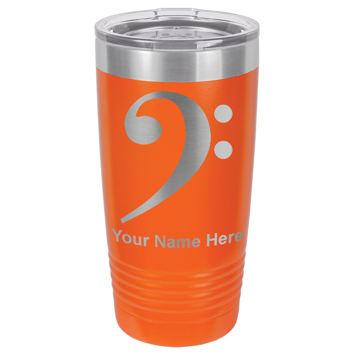 20oz Vacuum Insulated Tumbler Mug, Bass Clef, Personalized Engraving Included