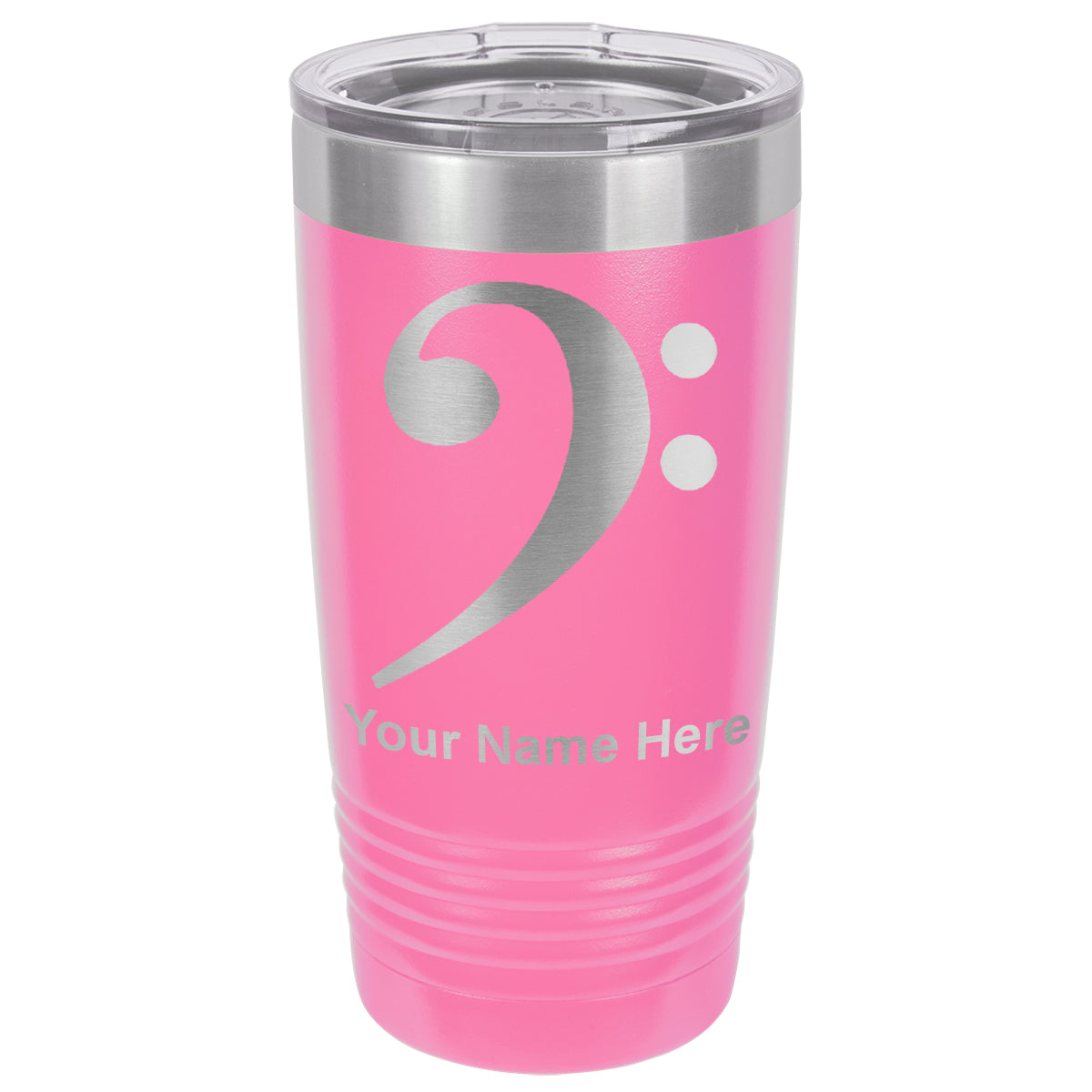 20oz Vacuum Insulated Tumbler Mug, Bass Clef, Personalized Engraving Included